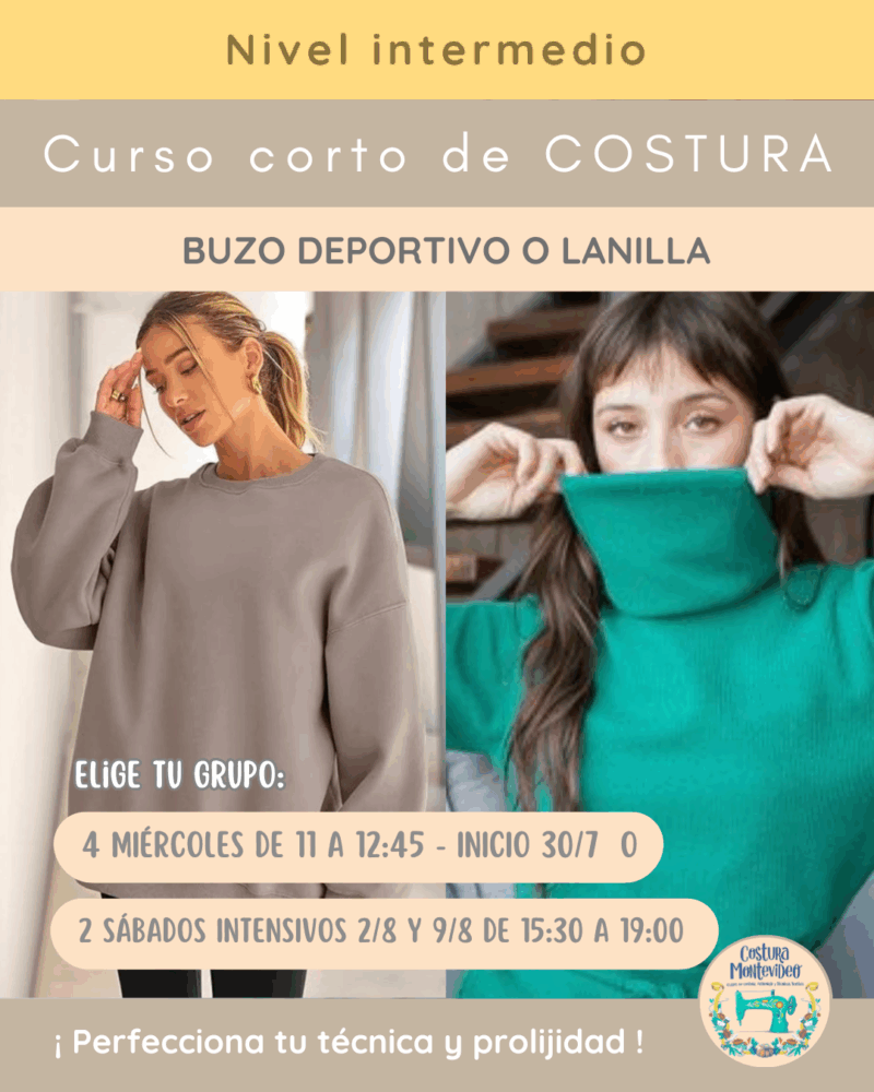 Taller de corte y confección: Buzo manga larga (deportivo o en lanilla)