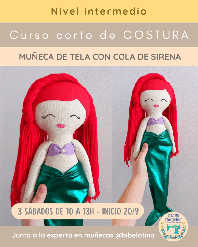 Curso corto de costura: Muñeca de tela con cola de Sirena